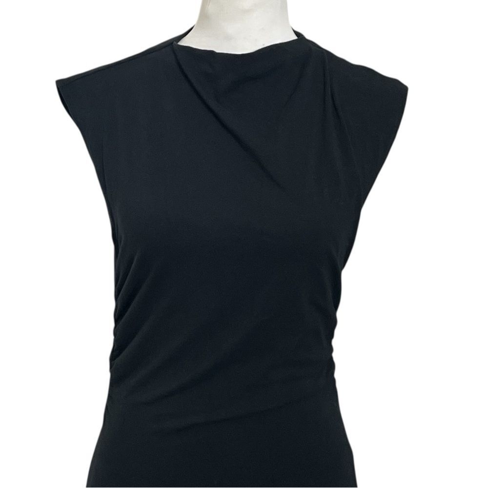 Reformation Alden Mini Dress Size Medium Black Ruched Organic Cotton Sleeveless - Picture 7 of 10